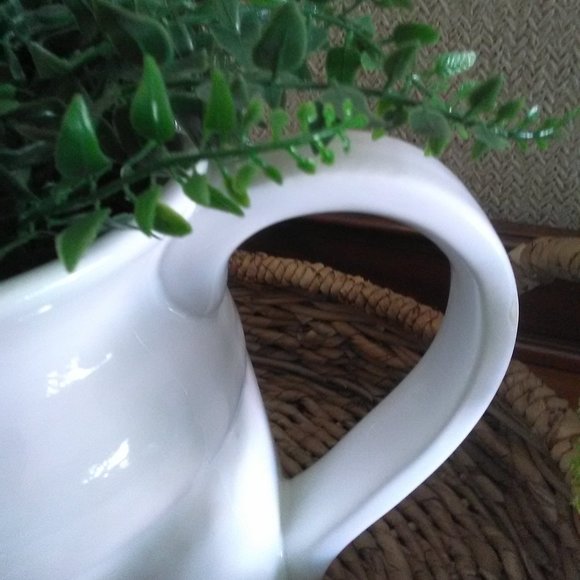 White STONEWARE PITCHER - Picture 2 of 5